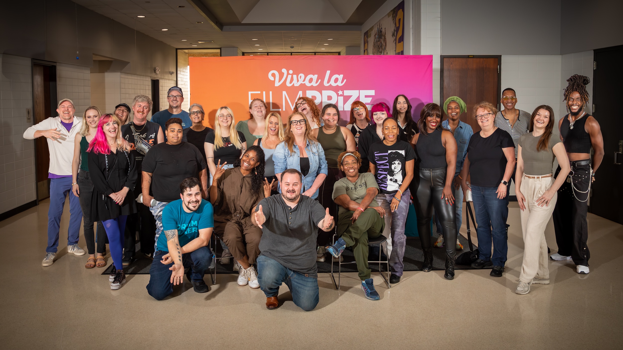 Students pose for a class photo.